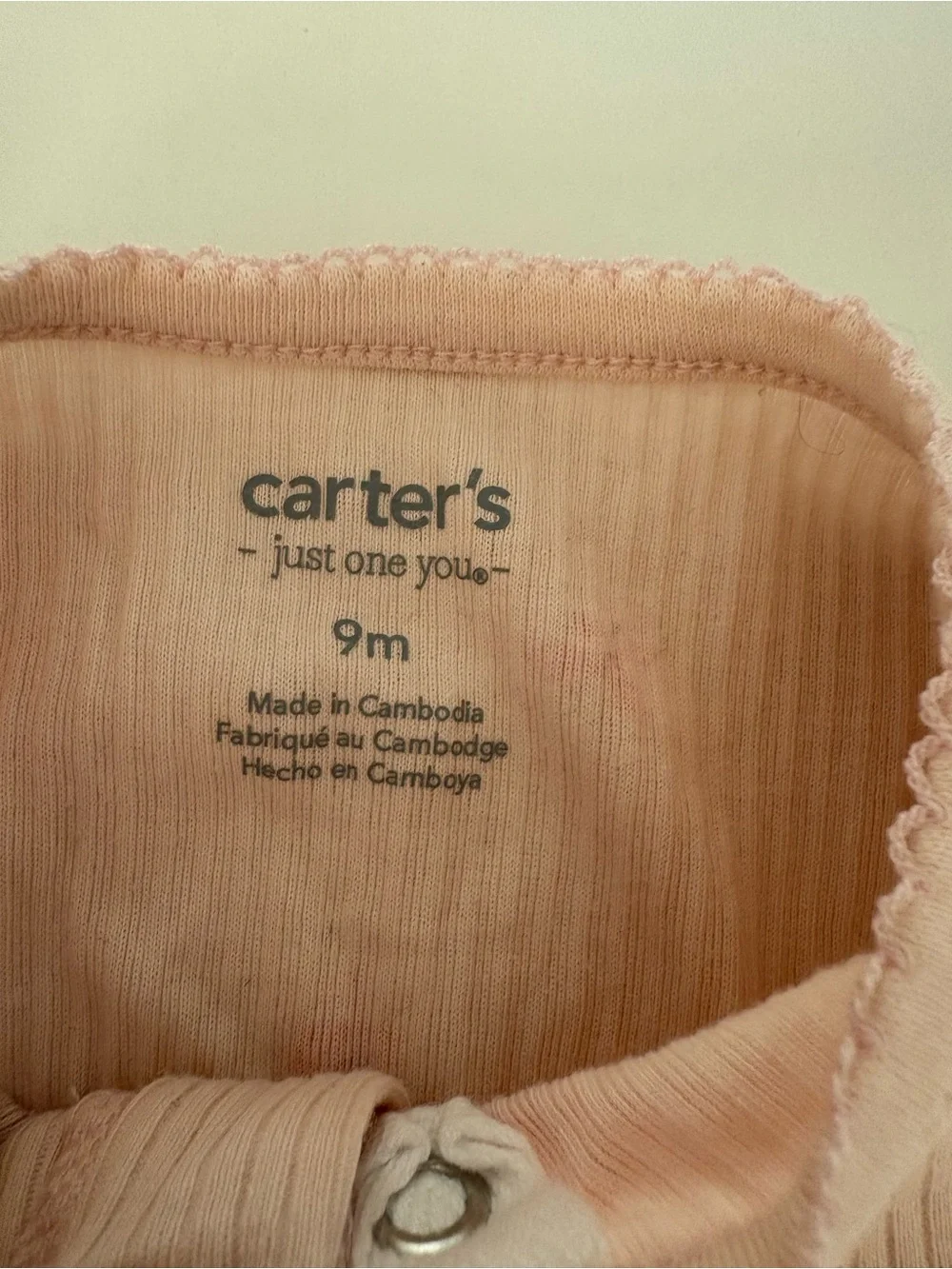 Carter's baby Light Pink Ribbed Floral Baby Footed One-Piece 9 months